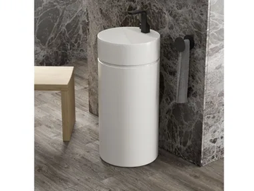 MONOTWIN SLIM - Freestanding round ceramic washbasin by Ceramica Flaminia