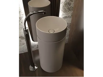 MONOTWIN SLIM - Freestanding round ceramic washbasin by Ceramica Flaminia