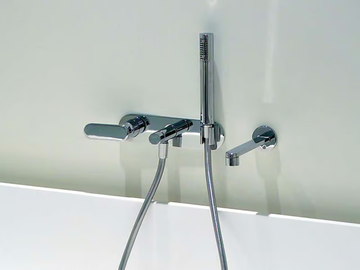 ONE - Wall-mounted single handle bathtub mixer with hand shower by Ceramica Flaminia