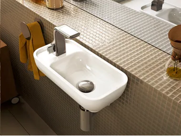 PASS - Rectangular wall-mounted ceramic handrinse basin by Ceramica Flaminia
