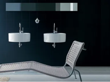 TWIN SET 52 - Wall-mounted single round ceramic washbasin by Ceramica Flaminia