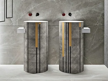 CAPSULE N.1 102 - Freestanding round Solid Surface washbasin by Cerasa
