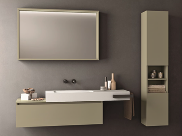 SEGNO - Single melamine-faced chipboard vanity unit with towel rail by Cerasa
