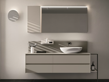 SEGNO - Wall-mounted melamine-faced chipboard vanity unit with drawers by Cerasa