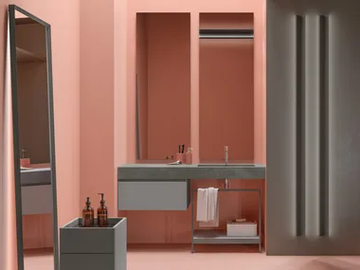 SEGNO - Wall-mounted melamine-faced chipboard vanity unit with towel rail by Cerasa