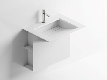 SEVEN - Wall-mounted Tecnoril® washbasin with towel rail by Cerasa