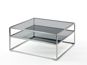 CAMEO - Square glass and steel coffee table with storage space by Christine Kröncke Interior Design