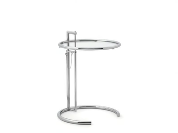 ADJUSTABLE TABLE E 1027 - Height-adjustable glass and steel coffee table by ClassiCon