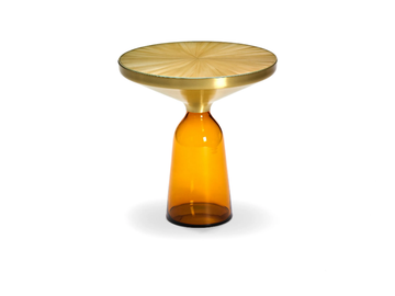 BELL SIDE TABLE STRAW - Round glass coffee table with straw marquetry by ClassiCon