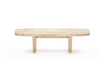 MATÉRIA - Travertine and wood side table by ClassiCon