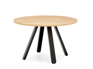 STECCO - Round melamine-faced chipboard table with beech legs by Connubia