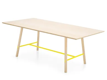 YO! - Rectangular wood veneer table with beech base by Connubia