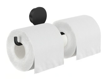 OPAL BLACK - Double stainless steel toilet roll holder by Coram