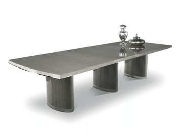GRANDE - Rectangular solid wood table with steel details by Costantini Pietro