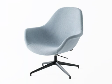 POLA LOUNGE LP/PB3 - Swivel fabric armchair with armrests with 4-spoke base by Crassevig