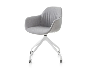 POLA ROUND P/PB1 - Swivel trestle-based fabric chair with castors by Crassevig