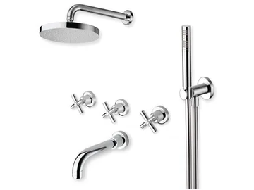 EXCLUSIVE CRIEV113 - Wall-mounted bathtub tap with hand shower with overhead shower by CRISTINA Rubinetterie