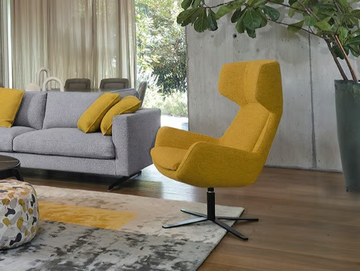 GRACE - Swivel fabric armchair with armrests with 4-spoke base by CTS SALOTTI