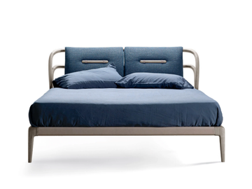 SMUSSO P-630 - Solid wood bed with upholstered headboard by Dale Italia