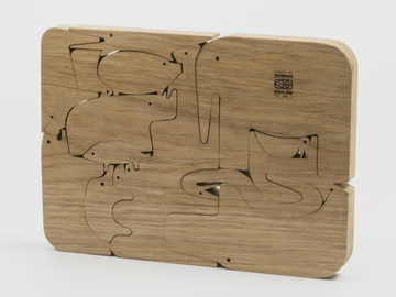 16 ANIMALI - Solid oak wooden puzzle by Danese Milano