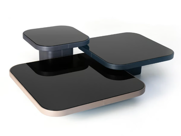 DS-3011 - Square leather coffee table with glass top by de Sede