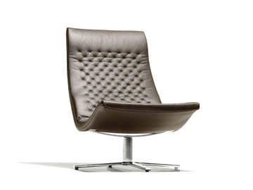 DS-51 SLIM - Swivel leather armchair with 4-spoke base by de Sede