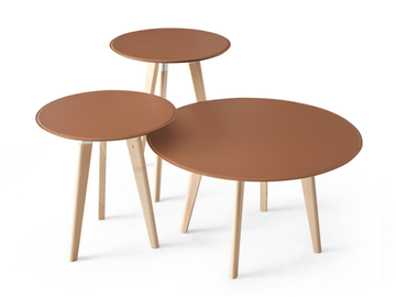 EDGAR - Round leather side table by Dema