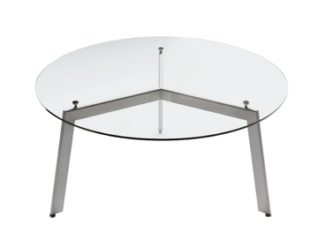 LINK - Round glass and steel table by Desalto