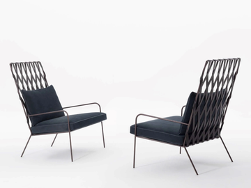 ALIX - Armchair with tanned leather backrest by Désirée divani