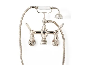 DIAMOND - Wall-mounted brass bathtub mixer with hand shower by Devon&Devon