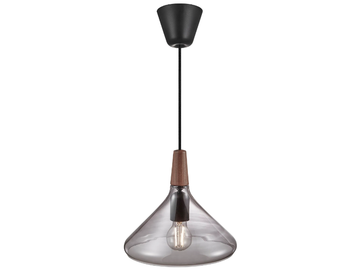 NORI - Dimmable glass and walnut pendant lamp by DFTP