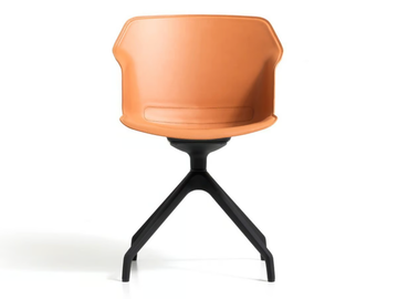 CLOP - Trestle-based tanned leather office chair with armrests by Diemme