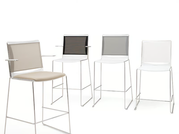 S’MESH SOFT - Sled base high stool with footrest by Diemmebi