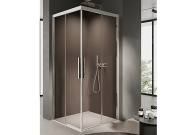 FOCUS 4 - Square glass shower cabin with sliding door by DISENIA