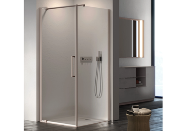 SLIM 5 - Corner square glass shower cabin with hinged door by DISENIA