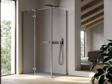 SMART 3 - Corner rectangular glass shower cabin with hinged door by DISENIA