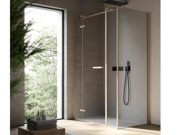 SMART 5 - Corner rectangular glass shower cabin with hinged door by DISENIA