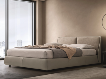 BEND - Leather bed with upholstered headboard by Ditre Italia