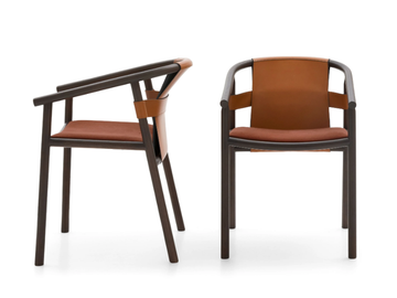 ISA - Chair with armrests in wood and leather by Ditre Italia
