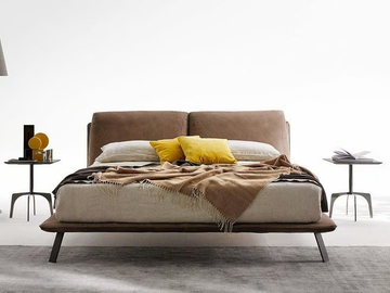 KANAHA - Upholstered leather double bed by Ditre Italia