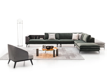 KIM - Corner fabric sofa with integrated magazine rack by Ditre Italia