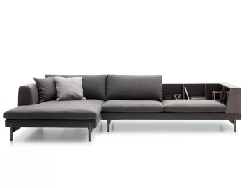KIM - Fabric sofa with integrated magazine rack with chaise longue by Ditre Italia