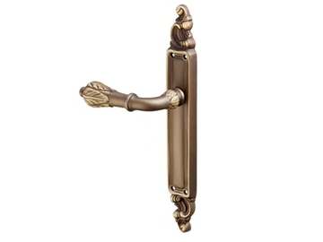 FRONDA - Brass door handle on back plate by Dnd