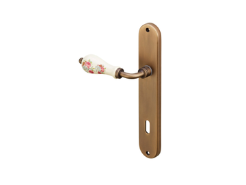 MARTINA - Brass and porcelain door handle on back plate by Dnd