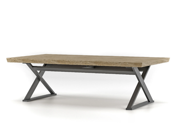 BENJAMIN DINNER - Rectangular chestnut table with metal base by DOM Edizioni