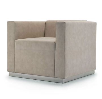 QUINCY - Upholstered leather armchair with armrests by Domingo Salotti