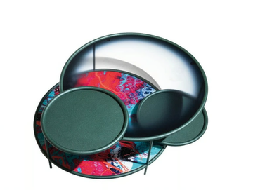 SANGAKU - Round glass and steel coffee table by Driade