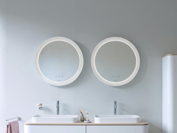 HAPPY D.2 PLUS - Round wall-mounted mirror set with integrated lighting by Duravit
