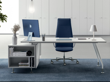 DAKAR - Rectangular melamine office desk with shelves by DVO
