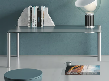 Metal coffee table - Glass and metal high side table by DVO